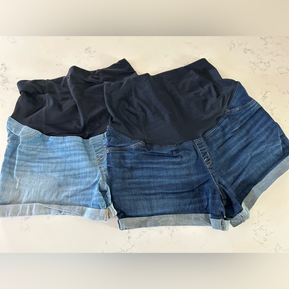 2 pack maternity denim jean shorts size 14